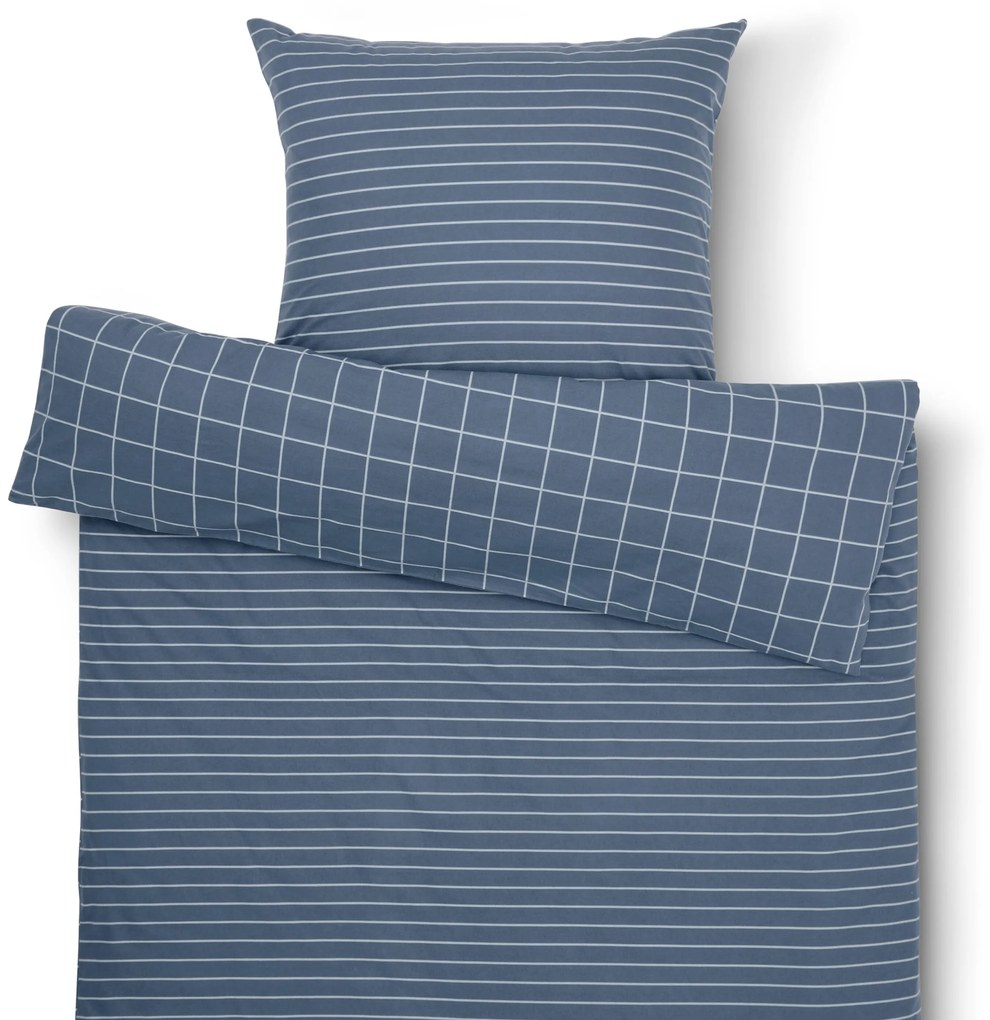 Posteľná bielizeň z biber bavlny, modrá, štandardná veľkosť