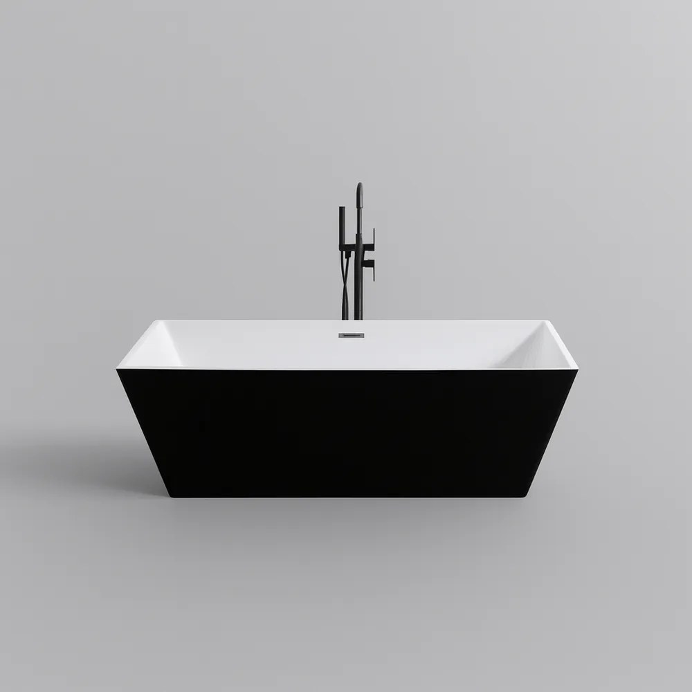 CUBE voľne stojaca vaňa, čierno-biela, 170x75x58 cm