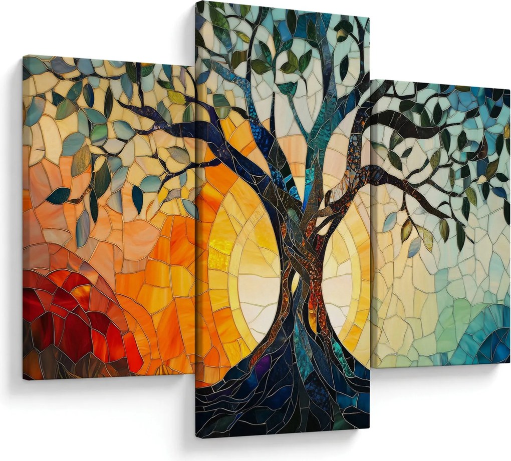 Obraz – Mozaika – slnko a strom I. (90x60 cm)