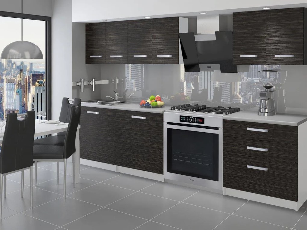 Kuchynská linka Belini 180 cm eben kráľovský s pracovnou doskou Sonik TOR SONIK/2/WT/HK/0/U