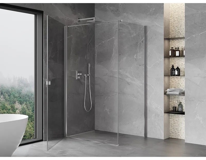 Mexen Mist-B, 1-krídlový výklopný sprchový kút 75 x 85 cm, číre sklo, chrómový profil, 8A2T-075-085-01-00