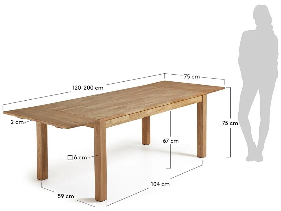 Rozkladací jedálenský stôl Kave Home, 120 x 75 cm