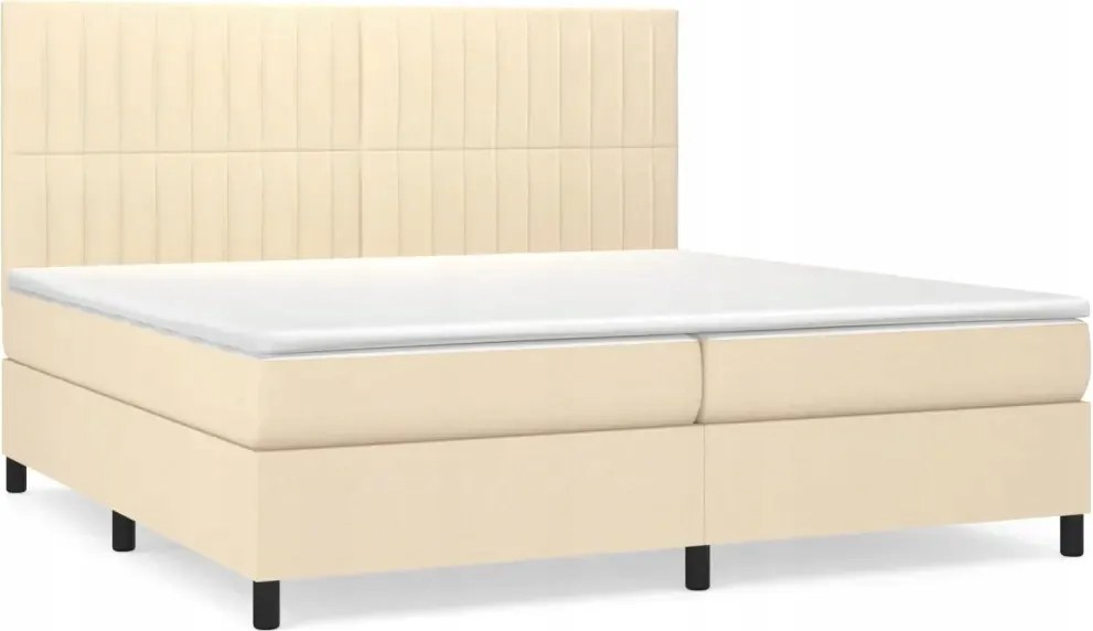 vidaXL Kontinentálna posteľ s matracom, krémová, tkanina, 200 x 200 cm