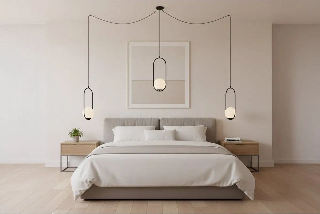 Závesné svietidlo Florence Spider, 3x biele sklenené tienidlo, b, U