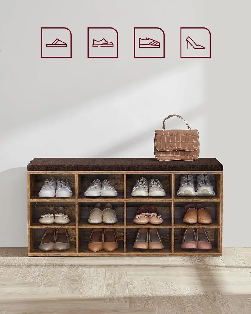 Botník Vasagle Endersen 104 cm hnedý/čierny