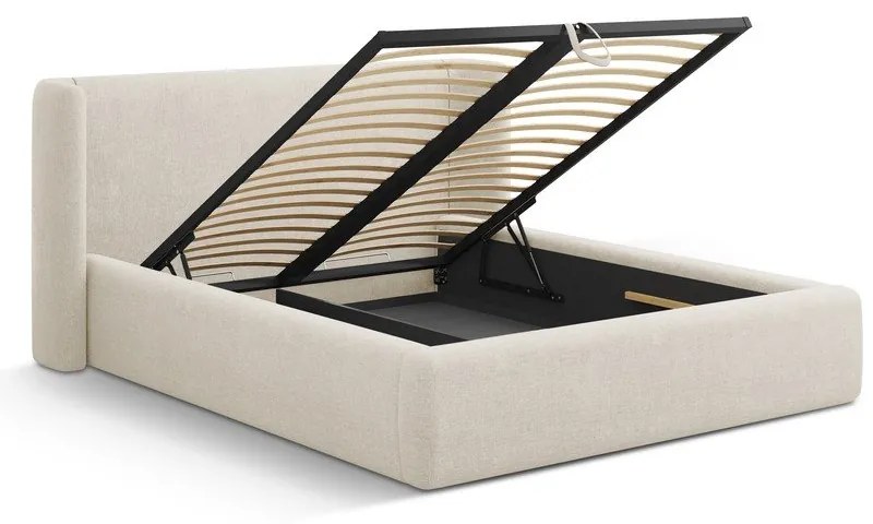 Krémovobiela čalúnená dvojlôžková posteľ s úložným priestorom s roštom 180x200 cm Jason – Windsor & Co Sofas