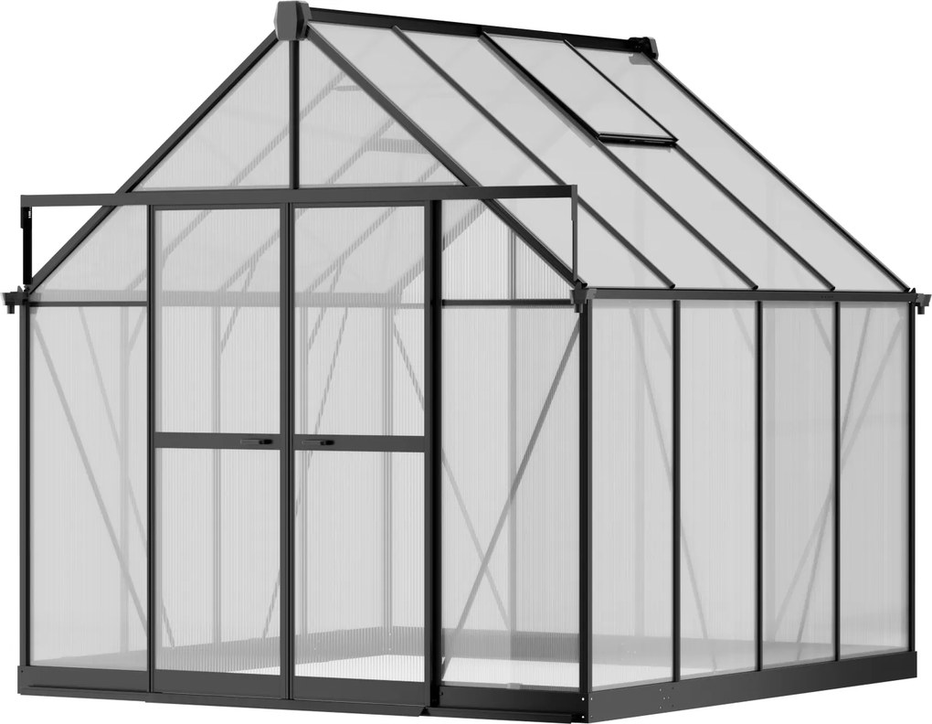Skleník 234 × 244 × 254 cm, zosilnená konštrukcia, polykarbonát 6 mm