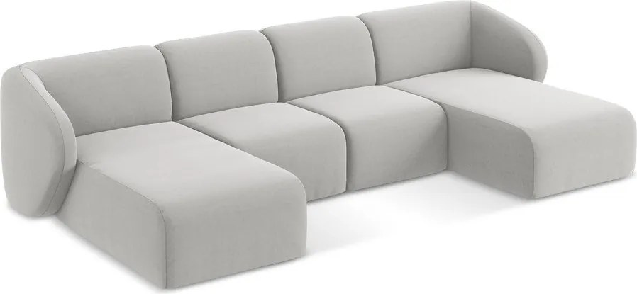 Svetlosivá zamatová rohová pohovka (do tvaru "U") Lani – Makamii