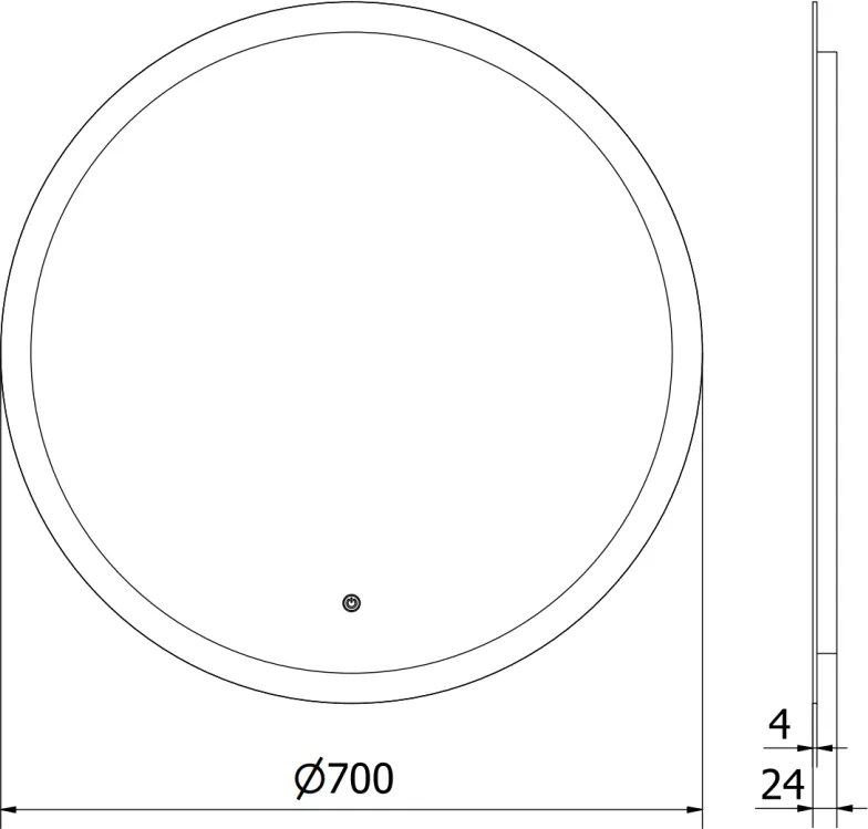 Mexen Oro, okrúhle LED podsvietené kúpeľňové zrkadlo 70 cm, 6000K, vykurovacia podložka proti zahmlievaniu, 9824-070-070-611-00