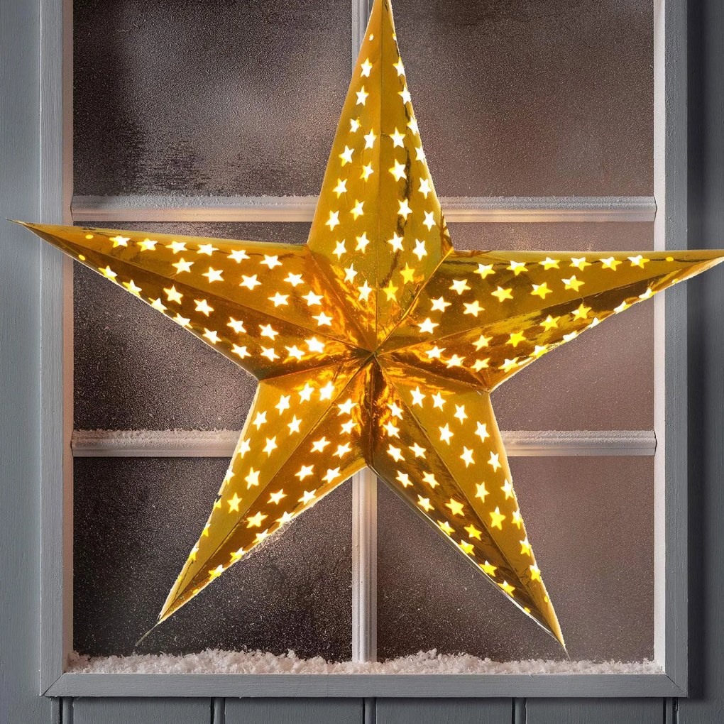 Tutumi Tutumi, LED podsvietená papierová hviezda SY-002 45cm, zlatá, CHR-05002