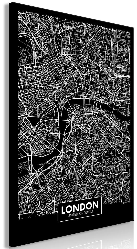 Artgeist Obraz - Dark Map of London (1 Part) Vertical Veľkosť: 20x30, Verzia: Premium Print