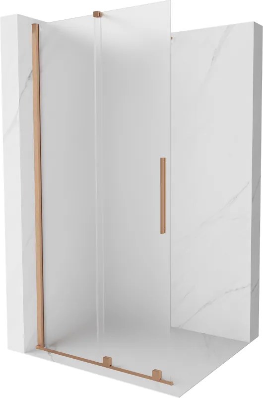 Mexen Velar, sprchová zástena s posuvnými dverami Walk-in 70 x 200 cm, 8mm sklo námraza, medená matná, 871-070-000-33-65