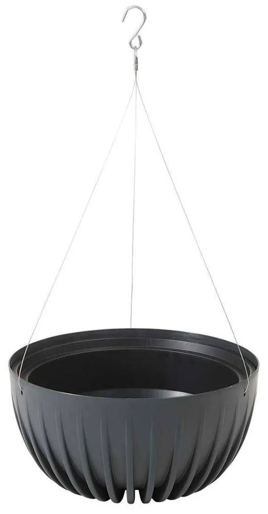 Závesný kvetináč STRIPPED ECO 24 cm antracitový