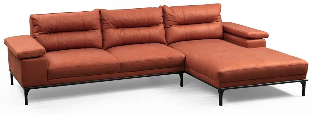 Dizajnová rohová sedačka Faunia 309 cm oranžová - pravá