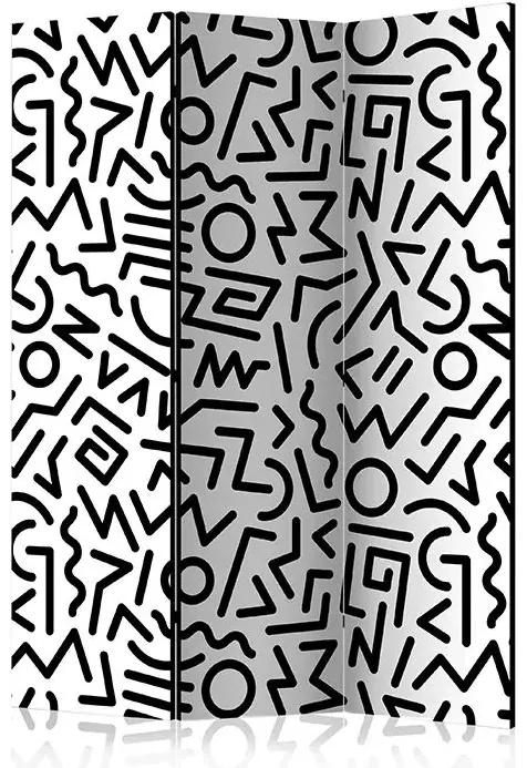 Paraván - Black and White Maze [Room Dividers] Veľkosť: 135x172, Verzia: Jednostranný