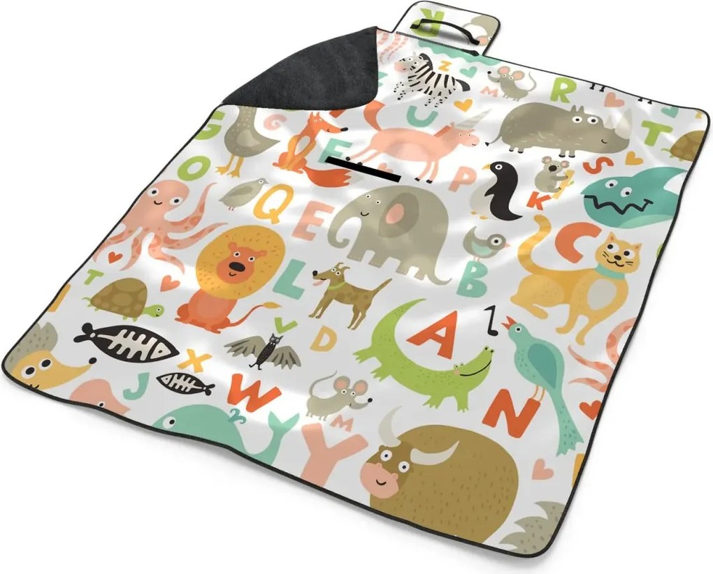 Sablio Plážová deka Zoo abeceda: 200x140 cm