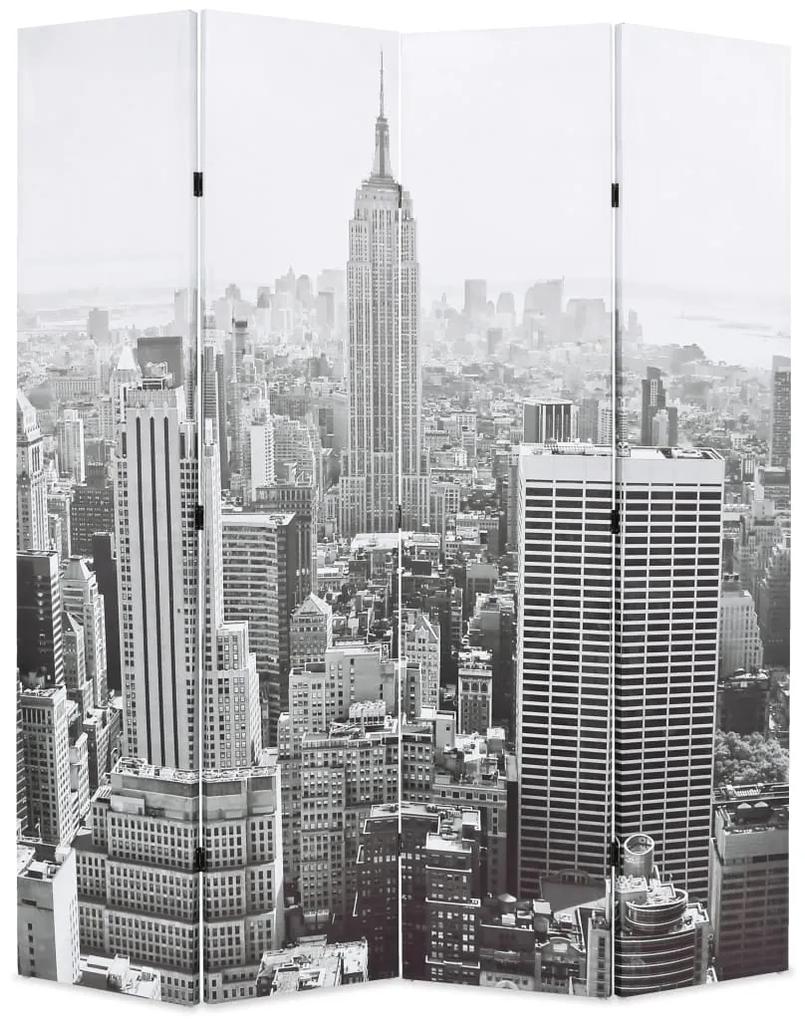 vidaXL Skladací paraván 160x170 cm, potlač New Yorku, čierno biela