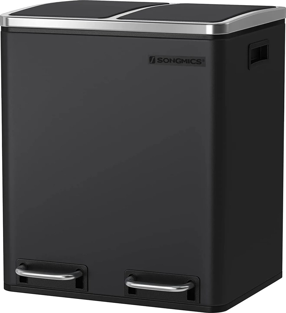 Vzduchotesný recyklačný odpadkový kôš 30 L, čierny