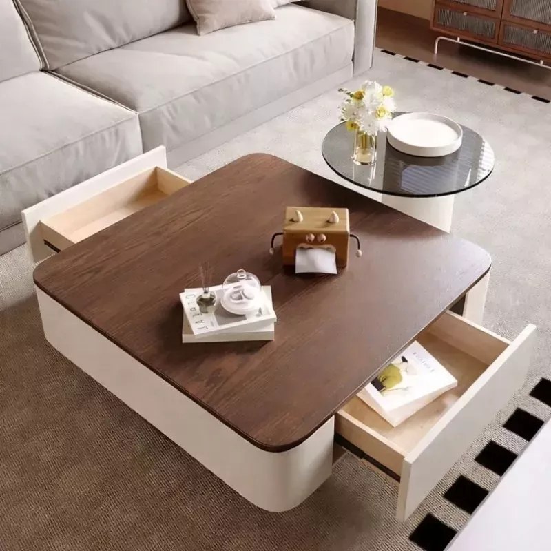 LuxuryForm DESIGN Konferenčný stolík MODENA 80 × 80 cm – hnedý, béžový (set)