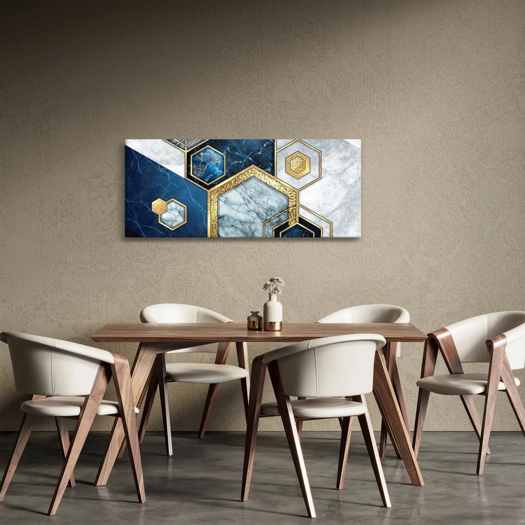 Obraz - Mramorové hexagóny (120x50 cm)