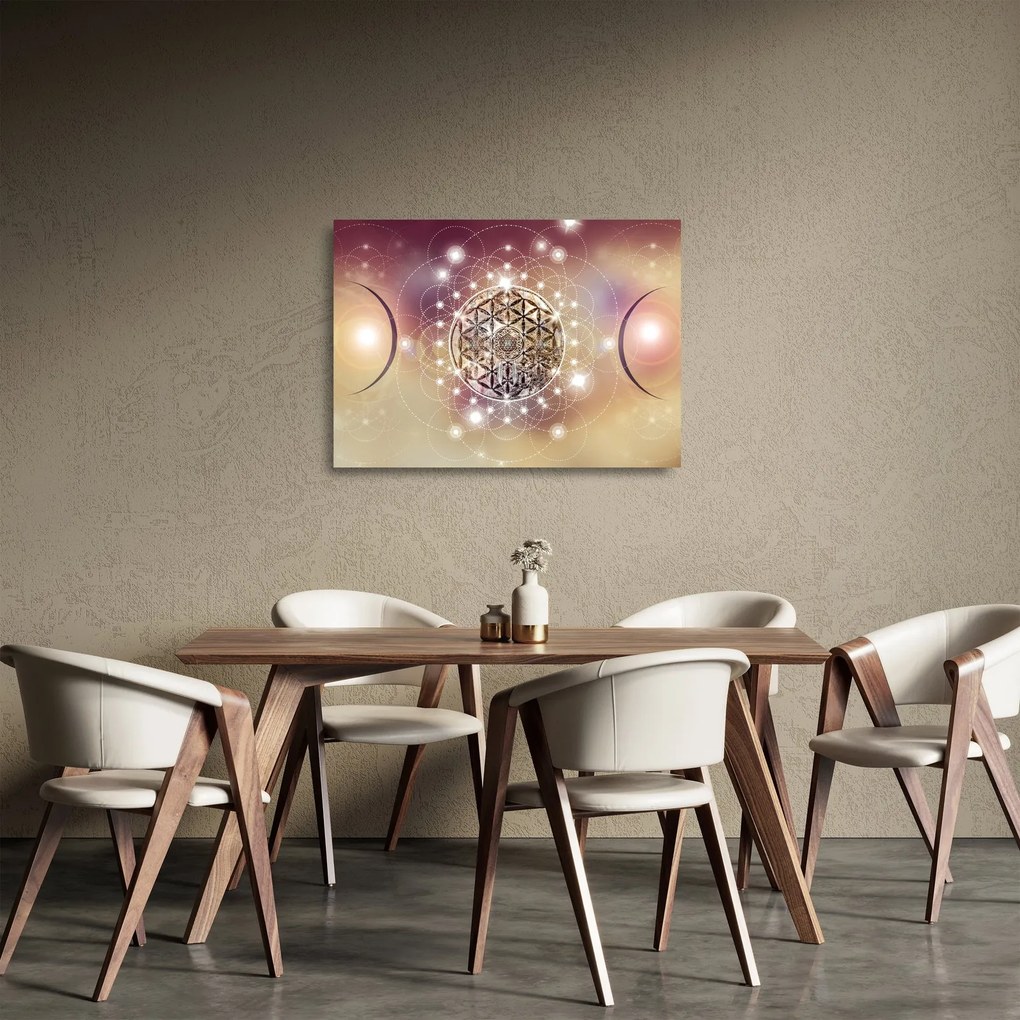Sklenený obraz - Mandala s elementmi (70x50 cm)