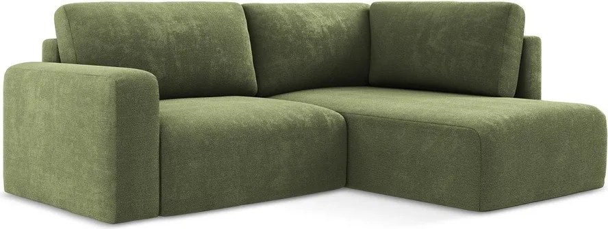 Zelená ženilková rozkladacia/s úložným priestorom rohová pohovka (pravý roh/do L) Kona – Makamii