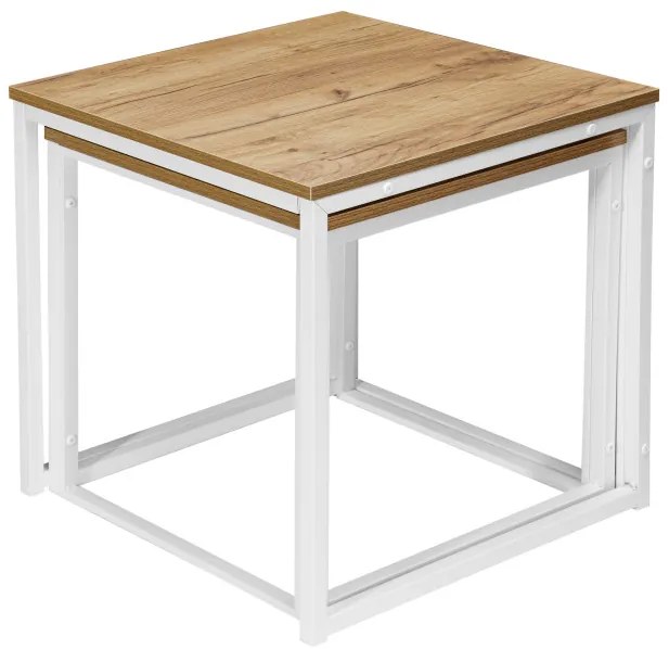 Sada 2 konferenčných stolíkov PRAVEN Craft biely