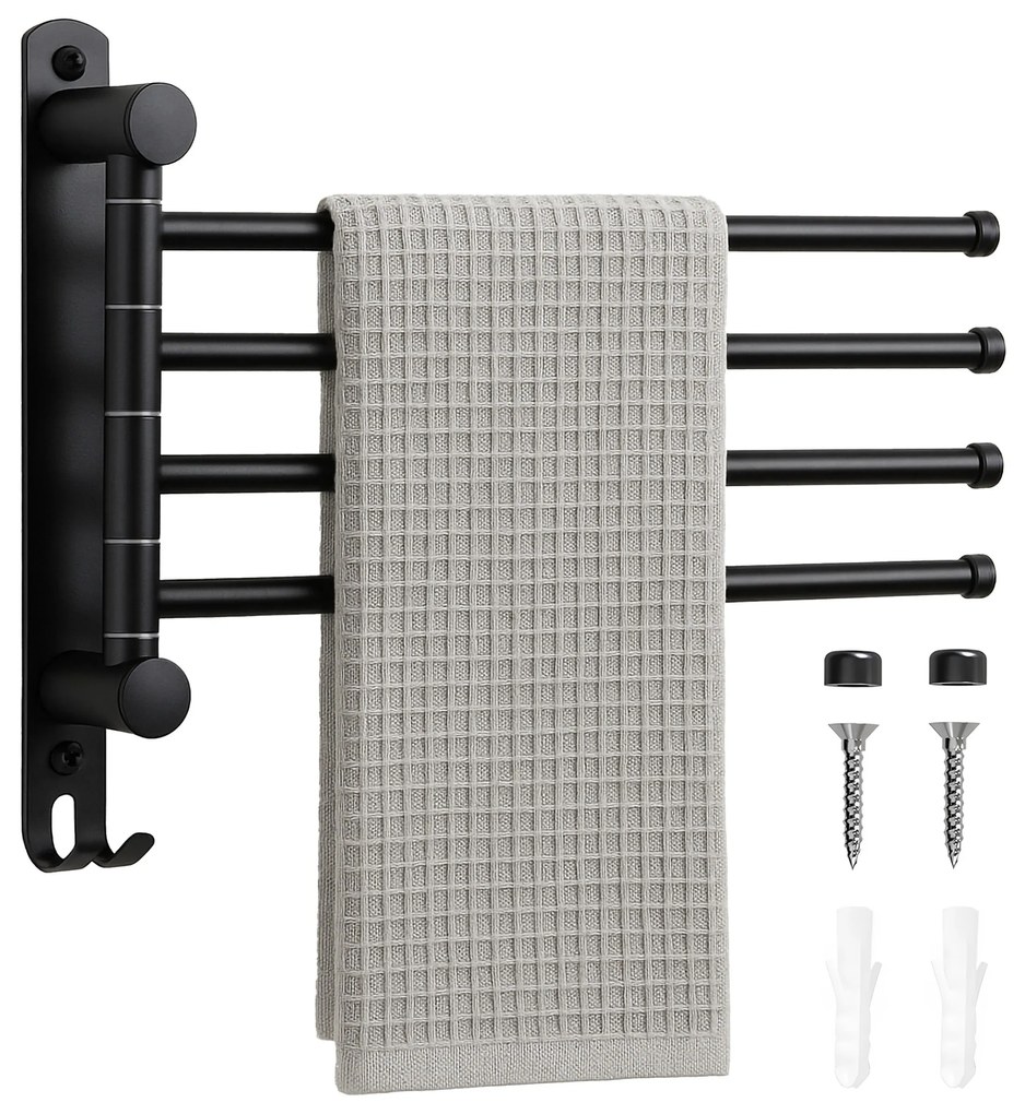 Kúpeľňový vešiak na uteráky CETRI čierny