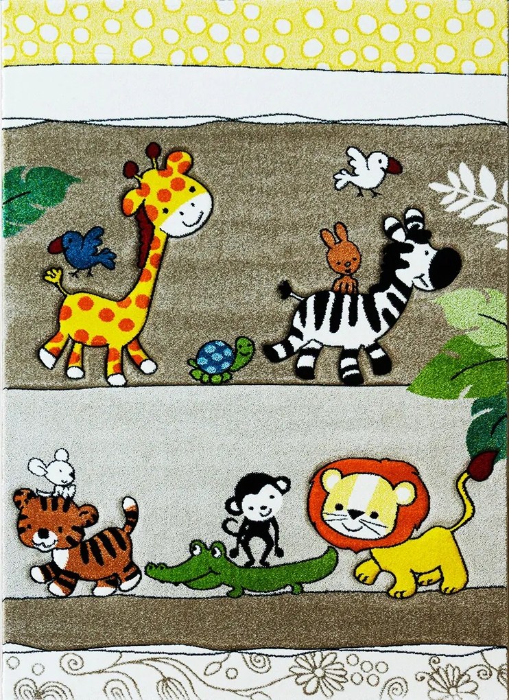 BE Detský koberec Smart Kids 22310 BEIGE – béžový obdĺžnikový, safari Rozmer: 140x190 cm