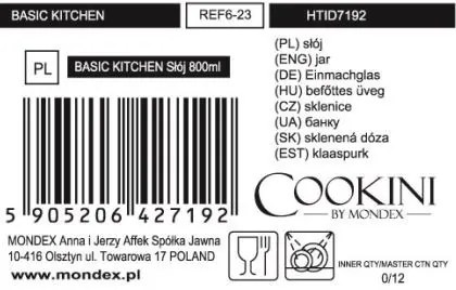 Sklenená dóza ELISE 800 ml