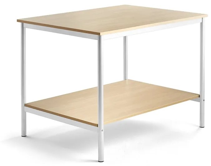 Pracovný stôl, 1200x900x900 mm, breza, biela