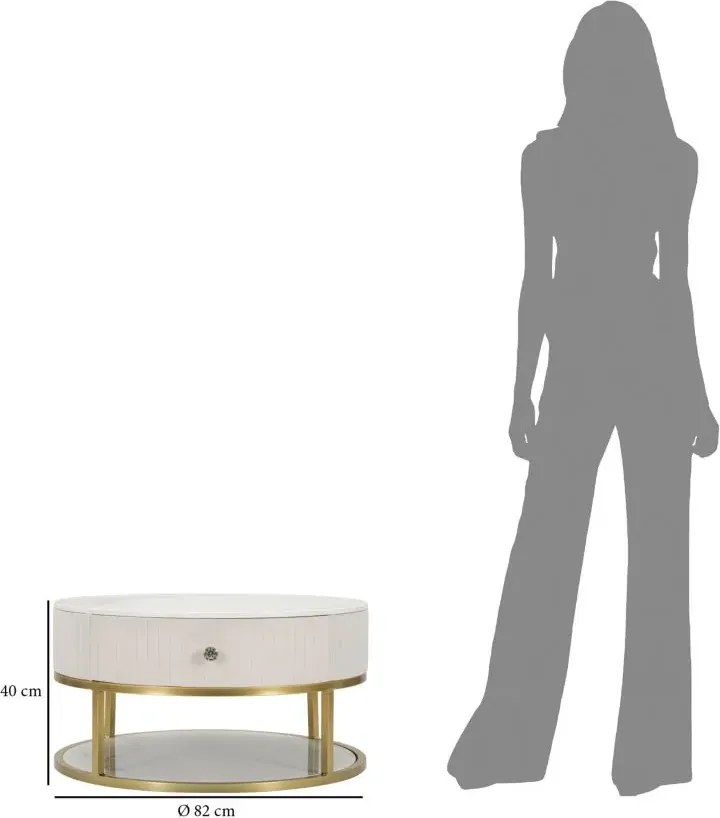 Konferenčný stolík Montpellier 75 cm so zásuvkami zlatý/krémový/mramor