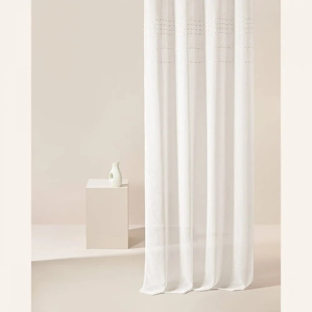 Moderná krémová záclona Marisa so striebornými priechodkami 300 x 250 cm
