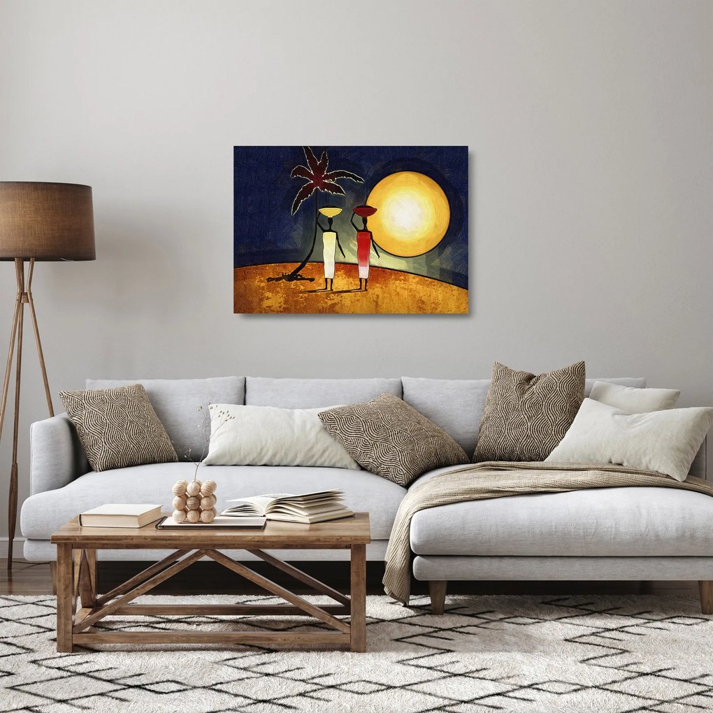Sklenený obraz starovekej maľby (70x50 cm)