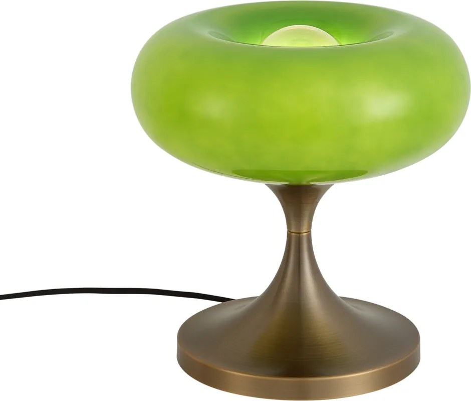 Retro stolná lampa tmavobronzová so zeleným skleneným tienidlom 31 cm - Glaze