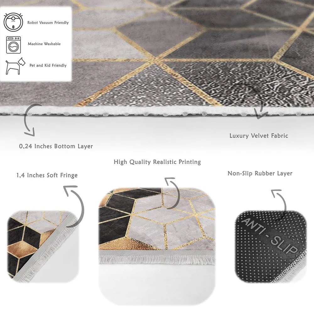 Koberec v sivo-zlatej farbe 80x150 cm - Mila Home