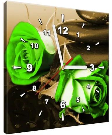 Obraz s hodinami Zelené ruže a kamene 30x30cm ZP1423A_1AI