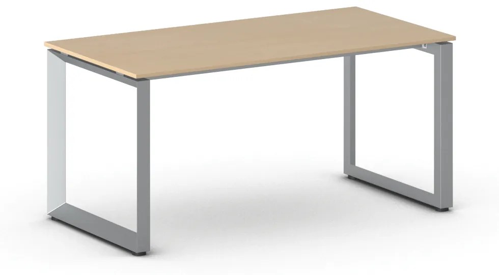 Kancelársky stôl PRIMO INSPIRE, sivostrieborná podnož, 1600 x 800 mm, buk