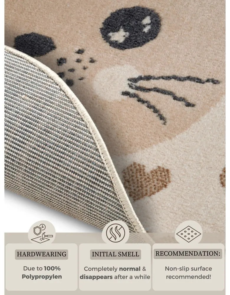 Béžový detský koberec ø 140 cm Cat – Hanse Home