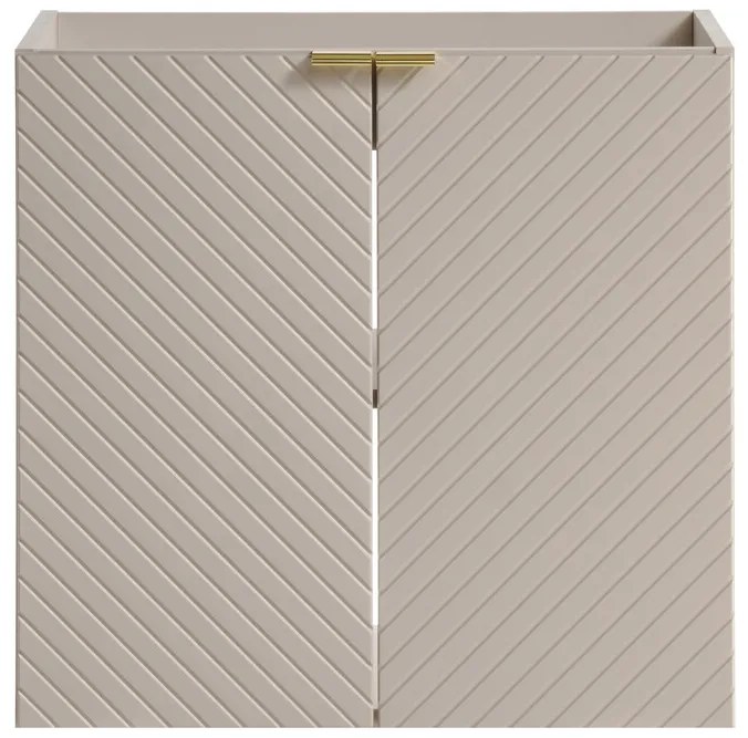 Závesná skrinka Viva Cashmere Lola II s doskou a umývadlom 60 cm kašmírová/dub evoke