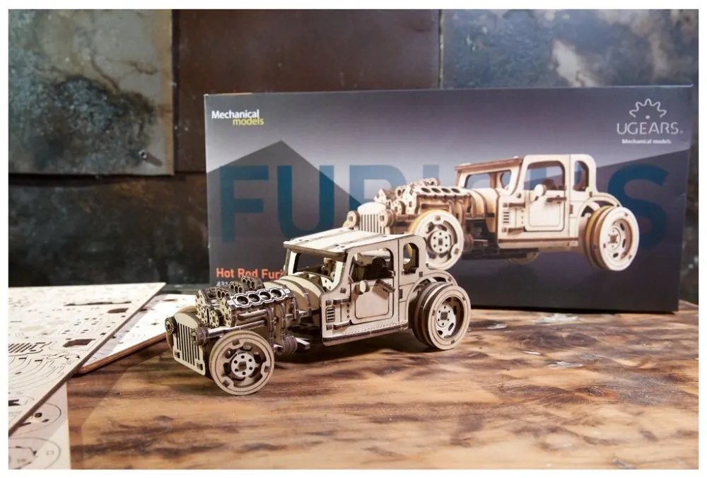 Ugears 3D drevené mechanické puzzle The Hot Rod Furious