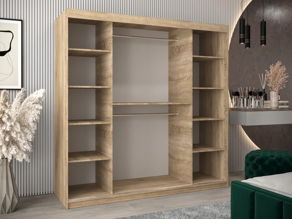 Šatníková skriňa 200 cm Eclipse (dub sonoma + dub sonoma). Akcia -35%. Vlastná spoľahlivá doprava až k Vám domov. 1063440