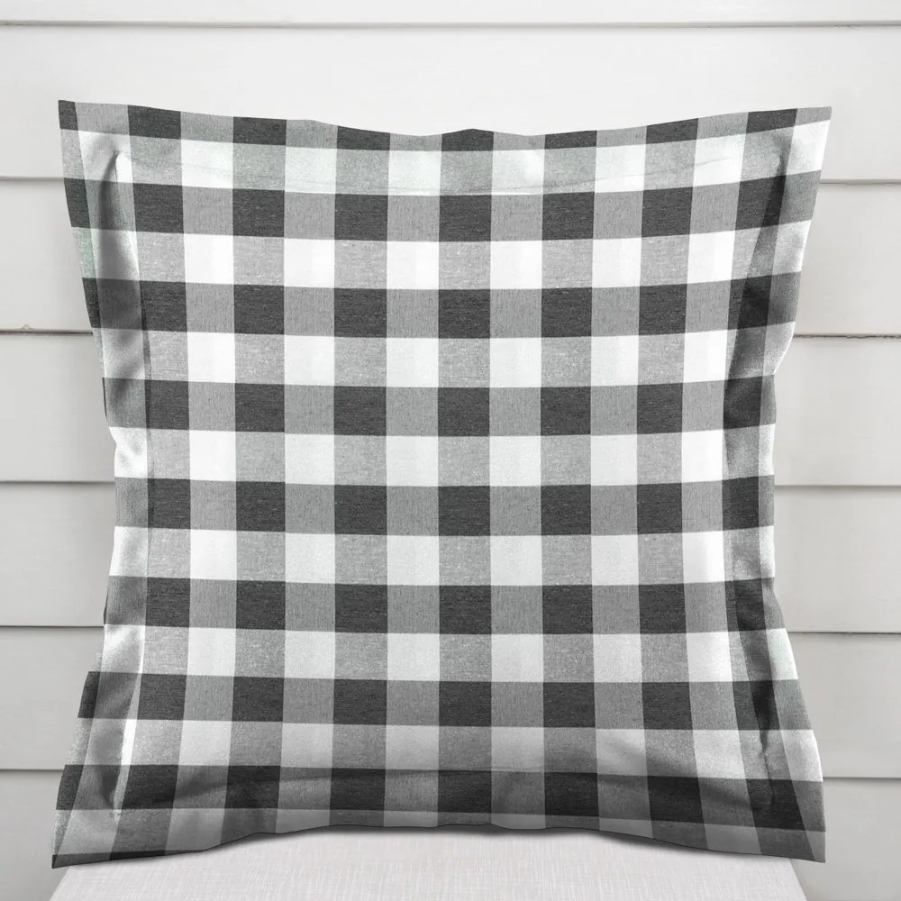 Biante Dekoračná obliečka na vankúš s lemom Rebeka RE-010 Sivo-biela kocka veľká 35 x 45 cm