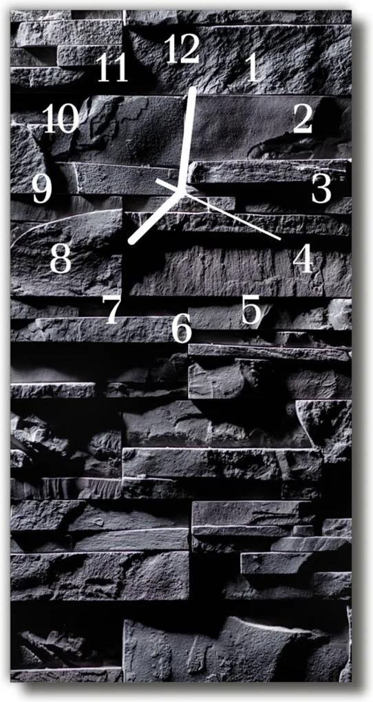 Sklenené hodiny vertikálne  Kamenná múr čierna