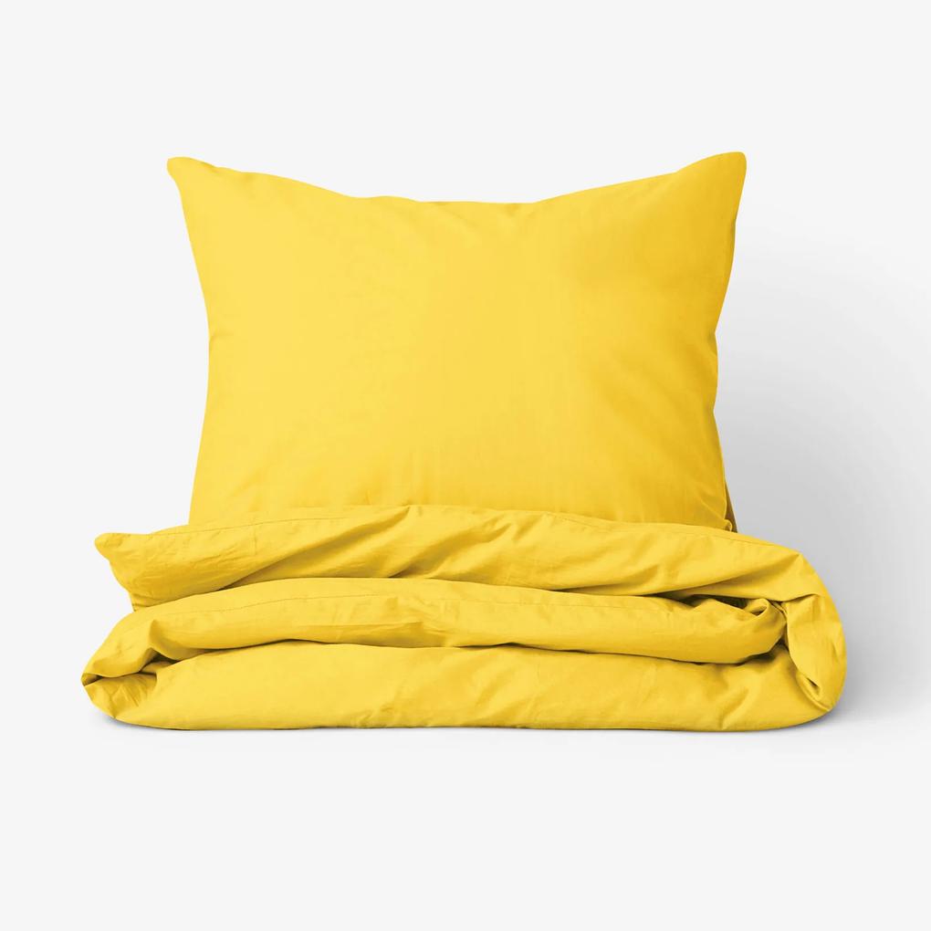 Goldea bavlnené posteľné obliečky - žlté 140 x 220 a 70 x 90 cm
