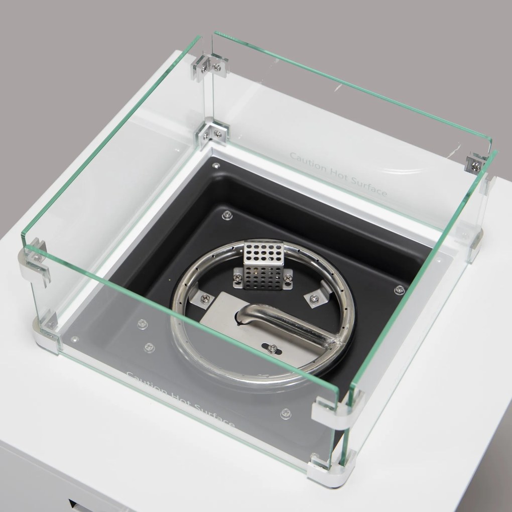 Stôl s plynovým ohniskom Berry biely