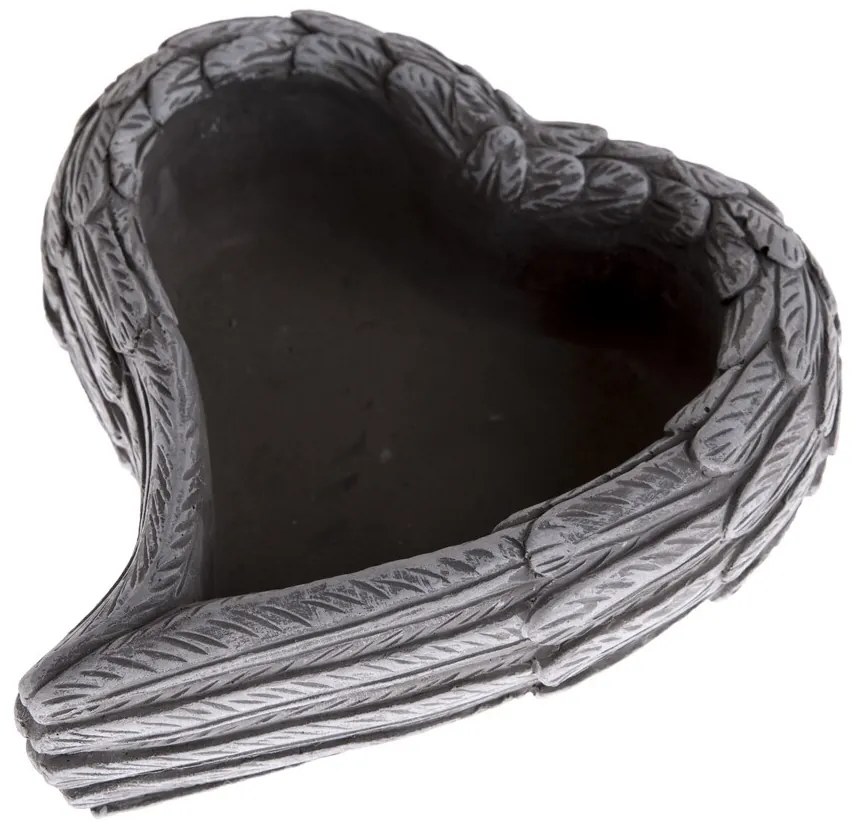 Pietna dekorácia Betónový kvetináč Srdce, 17,5 x 6,5 x 16 cm