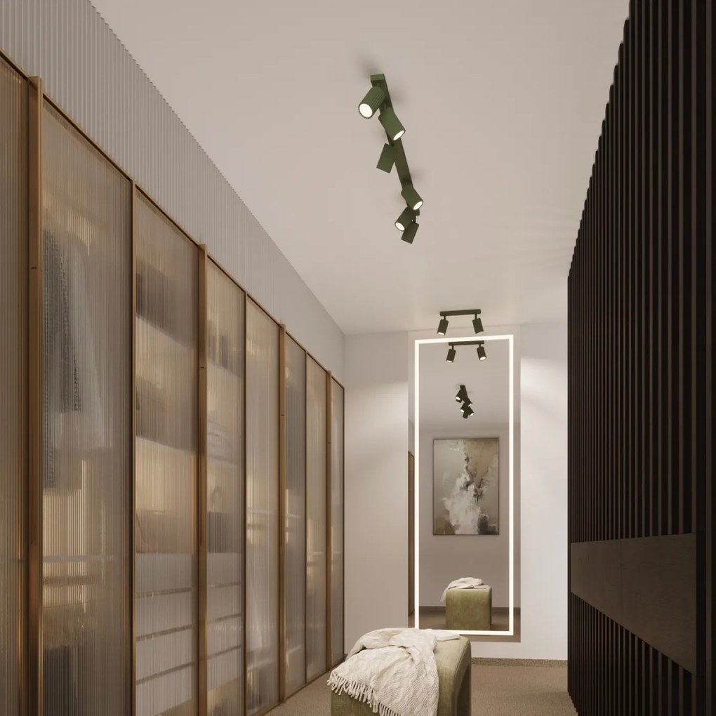 Stropné svietidlo Karbon, 1x olivovo zelené kovové tienidlo, (60 cm)