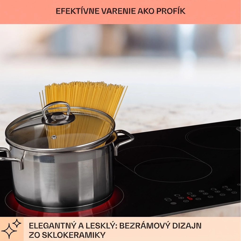 Klarstein Virtuosa Roast, vstavaná varná doska, 5 zón, 8500W, sklokeramika