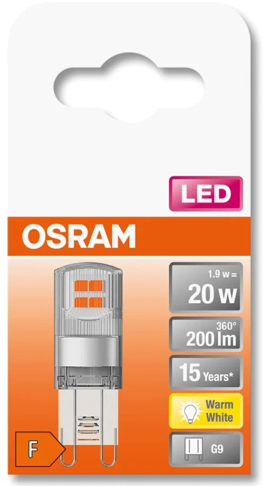 LED žiarovka G9 s päticou 1,9W = 20W 200lm 2700K Warm 300° OSRAM Star